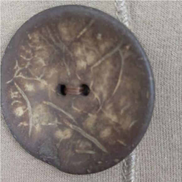 Keren Hart Tan Patchwork Cotton Knit Stretch Neutral Fall Jacket Button Down S - Picture 7 of 10